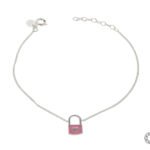 Pulsera De Plata 925 Eslabón Seguido Con Dije De Candado 1,0 Cm De Ancho