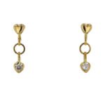 Topos Largos Corazón Con Piedras Blancas Oro 18K Ancho
