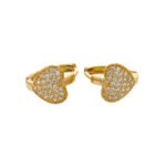 Topos Corazón Con Piedras Blancas Oro 18K Ancho