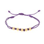 Pulsera Hilo Morado Con Esferas De Oro 18K - Largo
