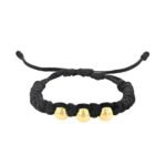 Pulsera De Oro Macramé Negro Con Esferas De Oro Amarillo De 18K