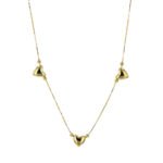 Cadena Tejido Eslabón Seguido Con Tres Corazones Tres Oros Oro 18K Ancho