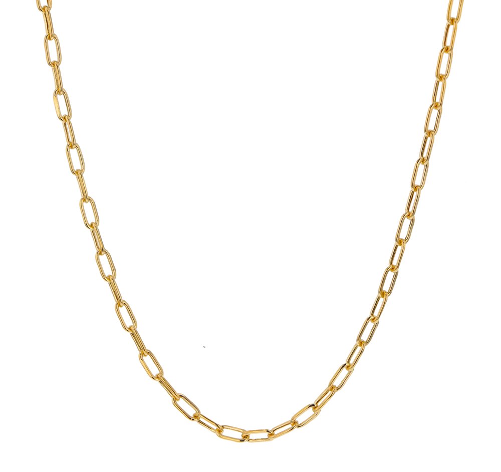 A067-0027-0000033604-01.jpg Cadena Tejido Paper Clip Hueco Hilo Cuadrado Oro 18K Ancho - Image 1