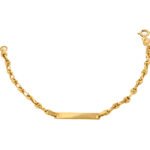 Pulsera Calabrote Con Placa Para Bebé Oro 18K Ancho