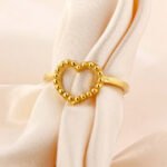 Anillo De Oro 18K Corazón Punteado