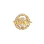 Herraje Círculo Corona Engastado Para Pulsera Oro 18K