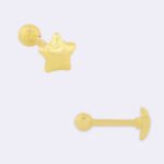 Piercing Oro 18K Para Oreja, Dije Estrella - Imagen 2