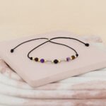 Pulsera Oro 18K Con Piedras Granate Amatista Y Ónix