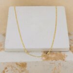 Cadena De Oro 18K Tejido Escalera Invertida Delgada. Ancho