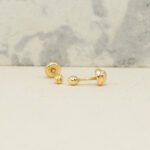 Topos De Oro Amarillo 18K Esfera Diamantada Con Broche Rosca