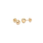Topos De Oro Amarillo 18K Esfera Diamantada Con Broche Rosca - Imagen 2