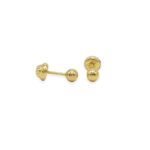 Topos De Oro Amarillo 18K Esfera Lisa Con Broche Rosca - Image 2