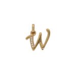 Dije De Oro 18K Letra W Con Piedras Blancas- Ancho Frontal - Imagen 2