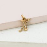 Dije De Oro 18K Letra X Con Piedras Blancas- Ancho Frontal