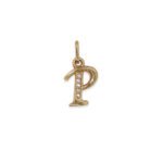 Dije De Oro 18K Letra P Con Piedras Blancas- Ancho Frontal - Imagen 2