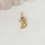 Dije De Oro 18K Letra B Con Piedras Blancas- Ancho Frontal
