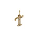 Dije De Oro 18K Letra T Con Piedras Blancas- Ancho Frontal - Imagen 2