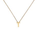 Collar De Oro 18K Con Dije Incrustado Letra T - Ancho Frontal De La Letra T - Imagen 2