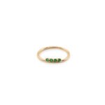 Anillo Oro 18K Cintillo Con Piedras Verdes- Ancho Frontal - Image 2