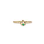 Anillo De Oro 18K Con Flor De Loto Cintillo Con Piedra Verde - Imagen 2