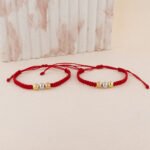 Pulsera Oro 18K Con Esferas Lisas Amarillas Y Blancas Para Parejas - Imagen 2