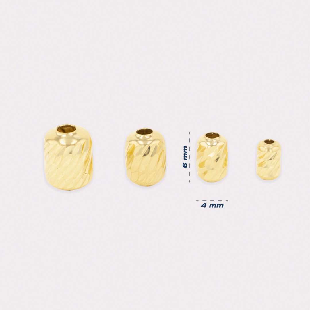 Cilindro De Oro 18K Diseño Diamantado Para Pulsera De Hilo
