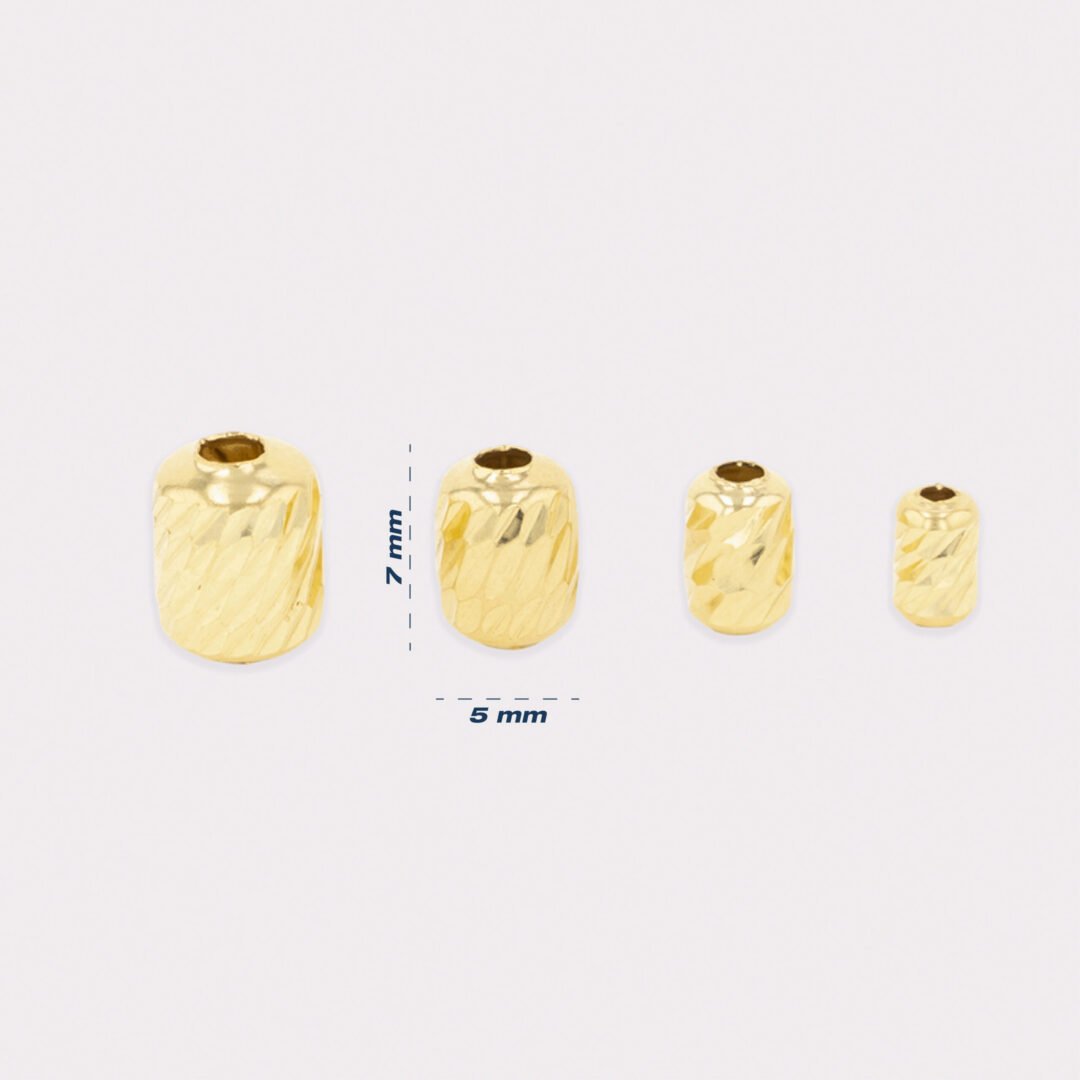 Cilindro De Oro 18K Diseño Diamantado Para Pulsera De Hilo