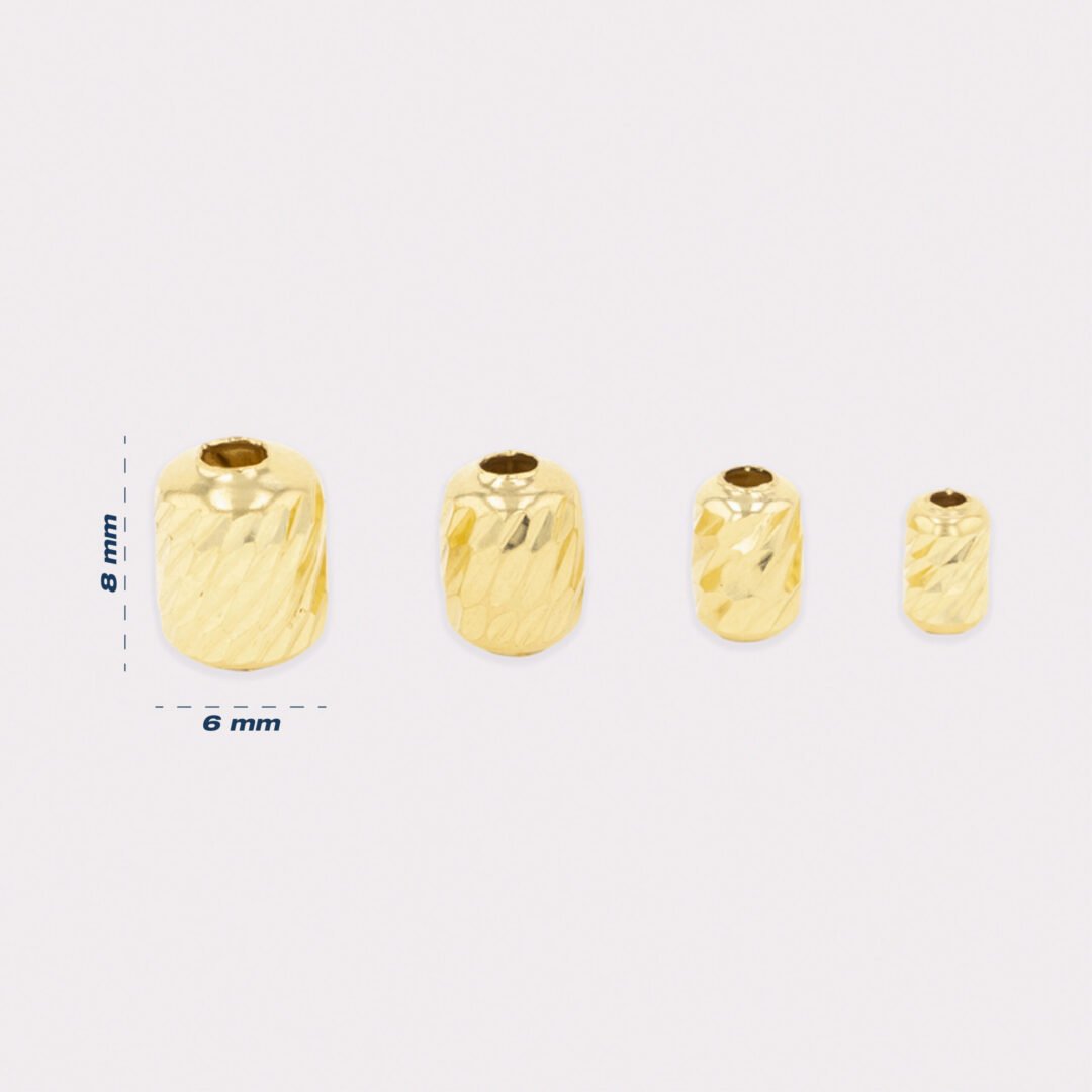 Cilindro De Oro 18K Diseño Diamantado Para Pulsera De Hilo