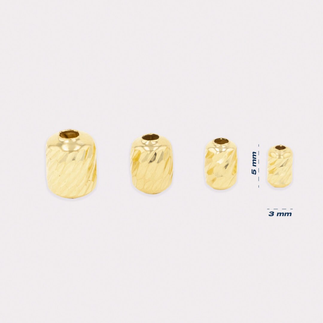 Cilindro De Oro 18K Diseño Diamantado Para Pulsera De Hilo