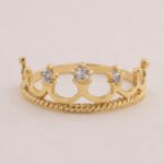 Anillo De Oro 18K Corona Con Piedras Blancas - Imagen 2