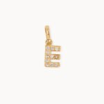 Dije De Oro 18K Letra E Con Piedras Blancas