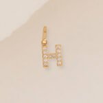 Dije De Oro 18K Letra H Con Piedras Blancas