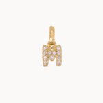 Dije De Oro 18k Letra M Con Piedras Blancas