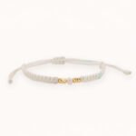Pulsera De Oro 18k Con 2 Cilindros 3x5, Hilo Blanco