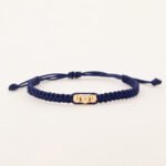 Pulsera De Oro 18K Macramé Con Esferas Hilo Azul