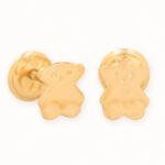 Topos De Oro 18K Oso Galleta Con Broche De Seguridad