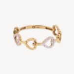 Anillo De Oro 18K Corazones Diamantados