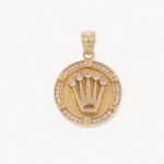 Dije De Oro 18K Corona Con Piedras Blancas