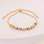 Pulsera De Oro 18K Con Esferas Diamantadas Tres Oros - Image 2