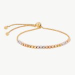 Pulsera De Oro 18K Con Esferas Diamantadas Tres Oros