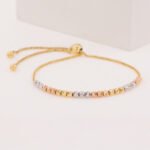 Pulsera De Oro 18K Con Esferas Diamantadas Tres Oros - Image 2