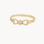 Anillo De Oro 18K Tipo Solitario Corazones Infinitos
