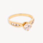 Anillo Oro 18K Con Piedra Blanca