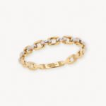 Anillo De Oro 18K Eslabón Cuadrado Dos Oros
