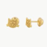 Topos De Oro 18K Gato Con Broche De Seguridad