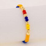 Pulsera Oro 18K Con Esferas Diamantadas Tejida Con Hilo Tricolor - Imagen 2