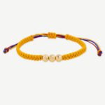 Pulsera Oro 18K Con Esferas Diamantadas Tejida Con Hilo Tricolor