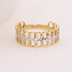 Anillo De Oro 18K Doble Eslabón Diamantado Dos Oros - Imagen 2