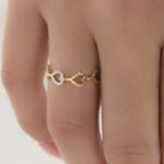 Anillo De Oro 18k Corazones Diamantados Dos Oros - Imagen 3
