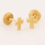 Topos De Oro 18K Cruz Con Broche De Seguridad